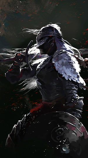 Elden Ring Knight in Dark Armor with Fur Cloak and Sword in Dramatic Digital Art HD phone wallpaper