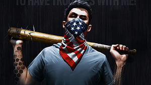 Man with American Flag Bandana and Spiked Baseball Bat in Dark Setting, Cool For Boys - Top 100 cool background, Boys Laptop HD wallpaper
