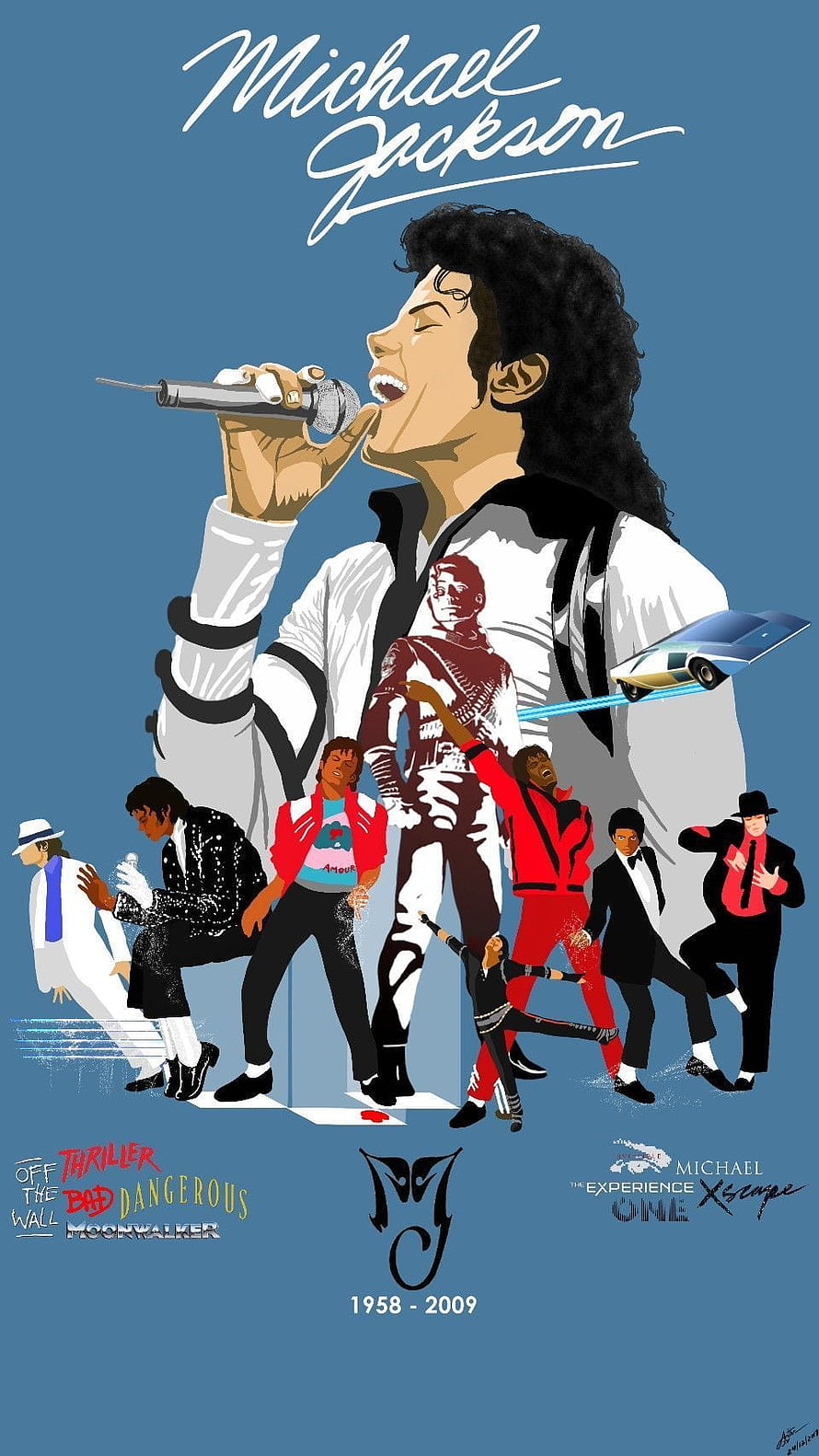 Michael Jackson Tribute Collage Featuring Thriller, Bad, Dangerous, and Moonwalker Eras HD phone wallpaper