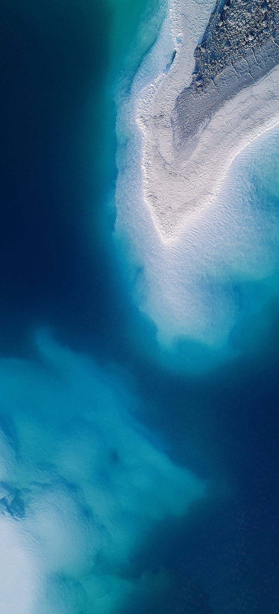 Aerial View of Turquoise Ocean Waves Crashing on White Sandy Beach HD phone wallpaper