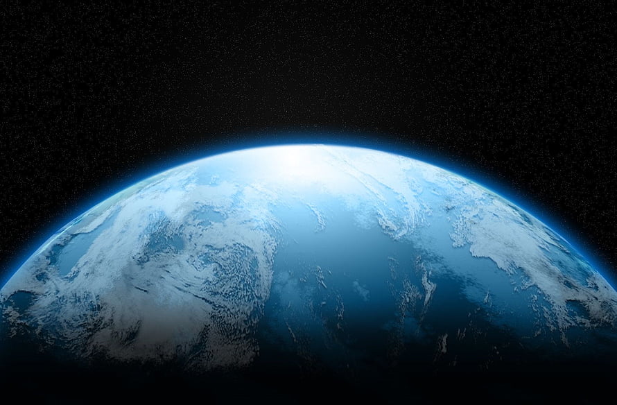 Planet Earth Curvature From Space With Starry Sky Background HD wallpaper