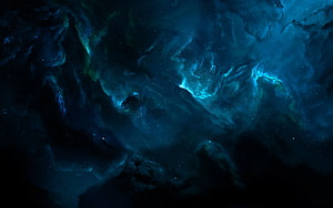 Mystical Deep Blue Nebula and Starry Night Sky Abstract Space Wallpaper HD wallpaper