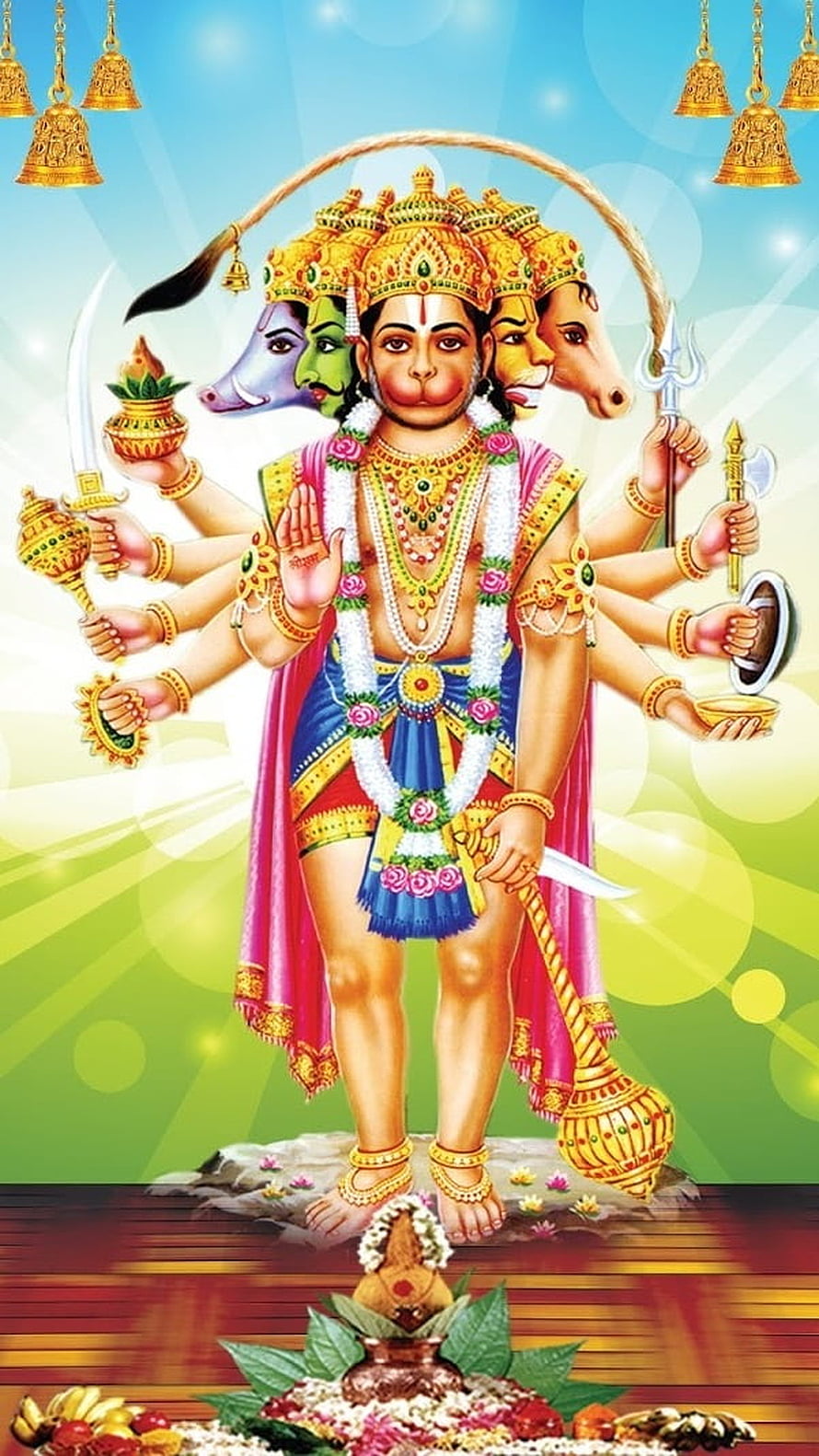 Lord Hanuman Panchmukhi Five Faces Hindu God Wallpaper, Panchmukhi Hanuman, Hanuman Ji, bajrangbali HD phone wallpaper