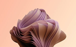 Abstract 3D Render of Flowing Purple and Brown Ribbons on Peach Background HD wallpaper