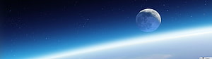 Full Moon Rising Over Earth's Atmospheric Horizon in Deep Space HD wallpaper