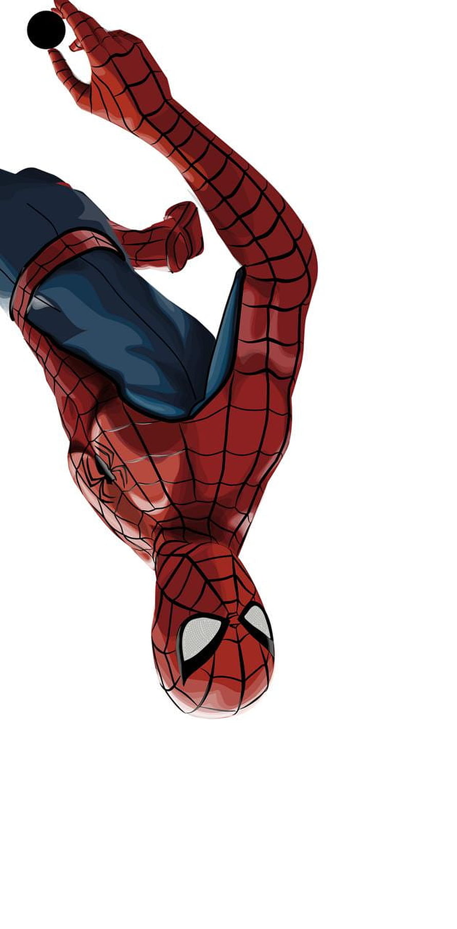 Spider-Man Upside Down Web Swing Illustration on White Background, Punch hole , Left Side Punch Hole HD phone wallpaper