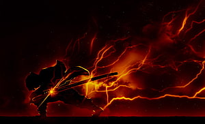 Zenitsu Agatsuma Demon Slayer Anime Character Silhouette with Lightning Effect HD wallpaper
