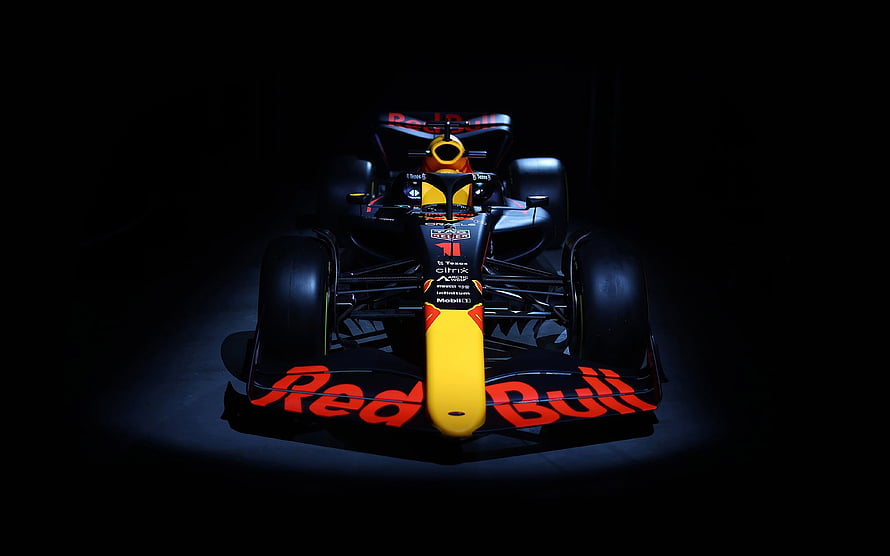 Red Bull Racing RB18 Formula 1 Car Front View in Dramatic Studio Lighting HD wallpaper
