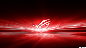Asus ROG Republic of Gamers Red Neon Logo on Dark Abstract Background HD wallpaper