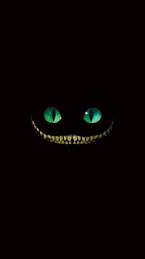 Menacing Green Eyes and Grinning Teeth in Pitch Black Darkness HD phone wallpaper