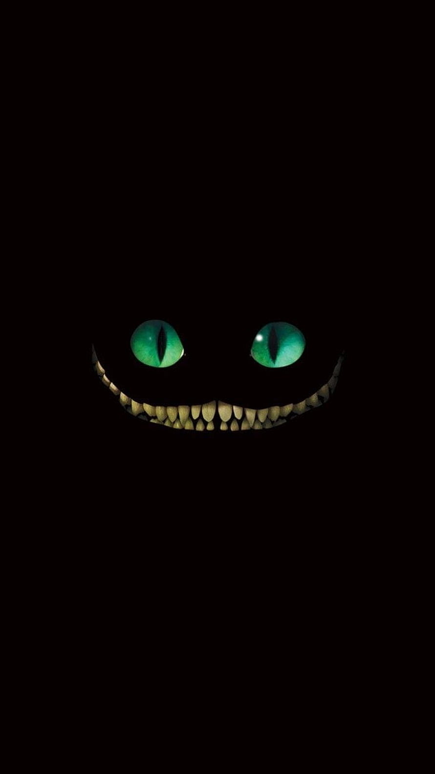 Menacing Green Eyes and Grinning Teeth in Pitch Black Darkness HD phone wallpaper