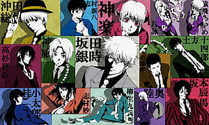 Gintama Ensemble Cast Character Grid Wallpaper HD wallpaper
