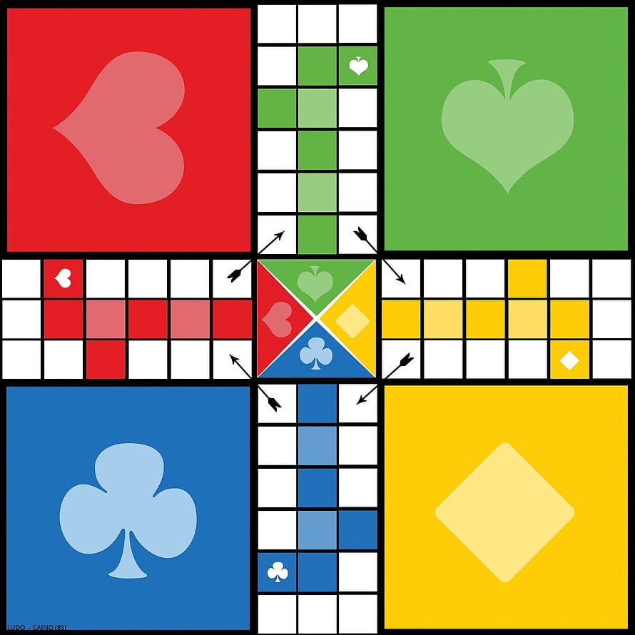 Ludo Board Game Layout with Four Colored Paths and Central Dice Area HD phone wallpaper
