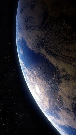 Planet Earth View From Space With Starry Background And Clouds HD phone wallpaper