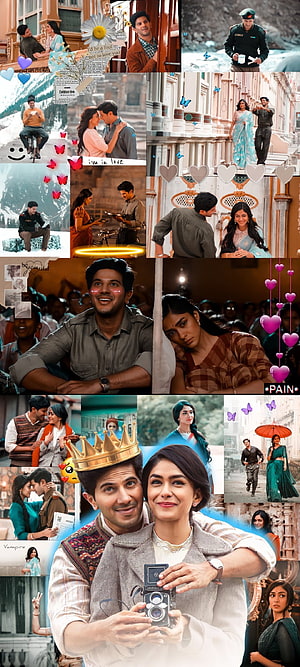 Dhruv Rathee and Anushka Sen romantic couple collage with vintage camera and scenic travel moments, Sita Ramam, orange, dulquer, mrunal, ram HD phone wallpaper