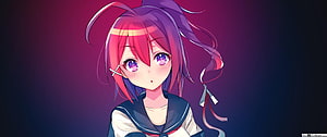 Anime Girl with Pink Hair and Purple Eyes in Sailor Uniform HD wallpaper