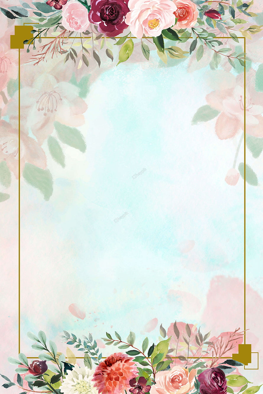 Elegant Watercolor Floral Frame with Roses and Gold Accents on Pastel Background HD phone wallpaper