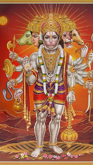 Panchmukhi Hanuman Wallpaper - Five-Faced Hindu Deity Art, Panchmukhi Hanuman, Panchmukhi Lord Hanuman HD phone wallpaper