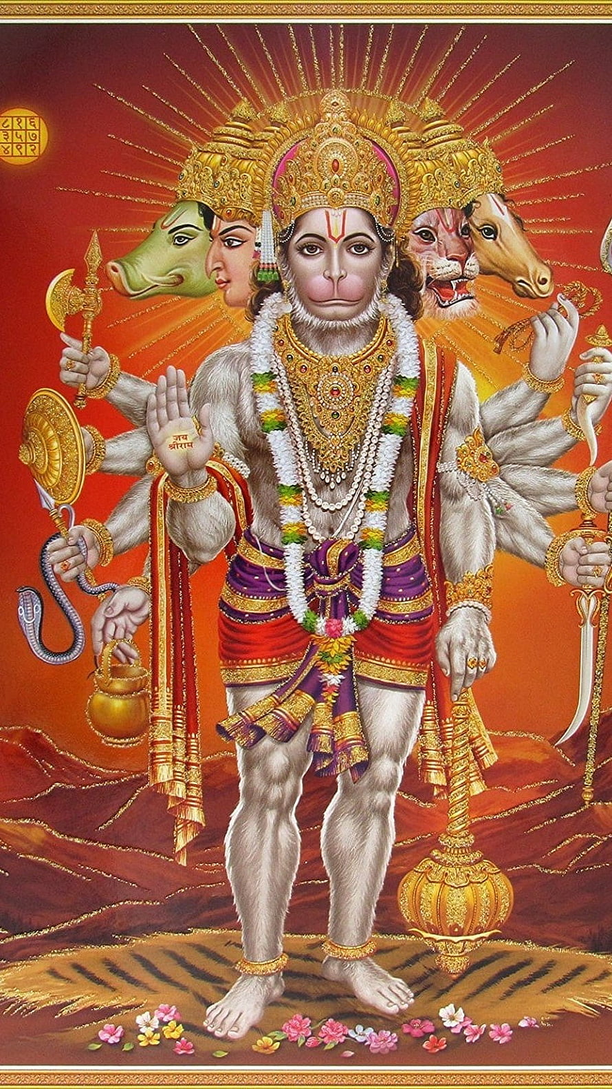 Panchmukhi Hanuman Wallpaper - Five-Faced Hindu Deity Art, Panchmukhi Hanuman, Panchmukhi Lord Hanuman HD phone wallpaper