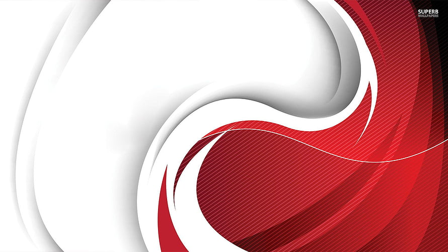 Abstract Red and White Swirling Background with Diagonal Stripes and Layered Curves HD wallpaper