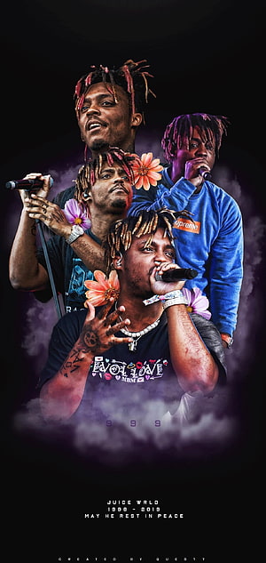 Juice Wrld Memorial Tribute Collage with Flowers and Smoke HD phone wallpaper