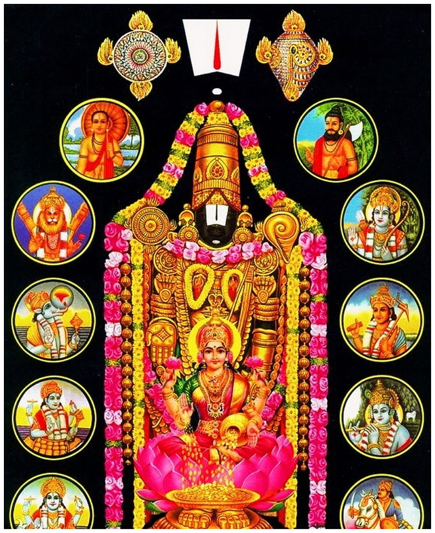 Lord Venkateswara Temple Deity with Goddess Lakshmi and Hindu Gods HD phone wallpaper
