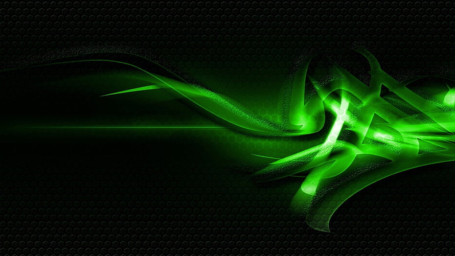 Abstract Green Tribal Design on Black Honeycomb Background HD wallpaper