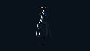 Silhouette of a Cowboy with a Rifle in a Glitch Art Style HD wallpaper