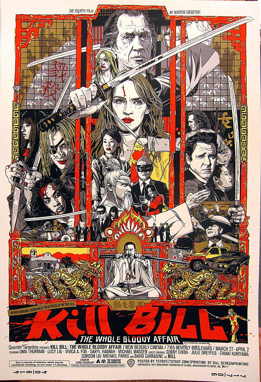 Kill Bill The Whole Bloody Affair Illustrated Movie Poster by Tsutou T HD phone wallpaper