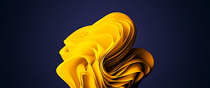 Abstract Yellow Ribbon Sculpture on Dark Blue Background HD wallpaper