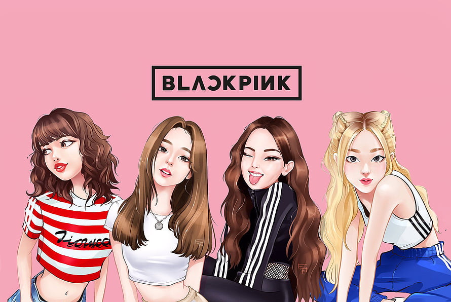 Blackpink K-pop Girl Group Anime Style Illustration Wallpaper HD wallpaper