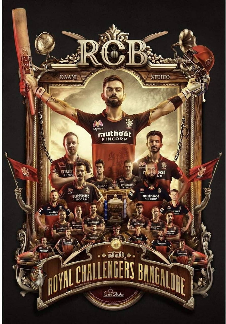 Royal Challengers Bangalore Cricket Team Poster Featuring Virat Kohli and Squad HD phone wallpaper