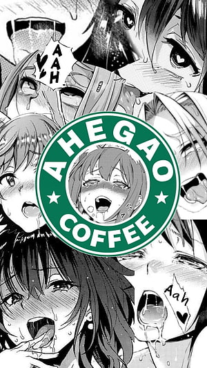 Ahegao Coffee Parody Logo with Anime Manga Faces, Ahegao Coffee HD phone wallpaper