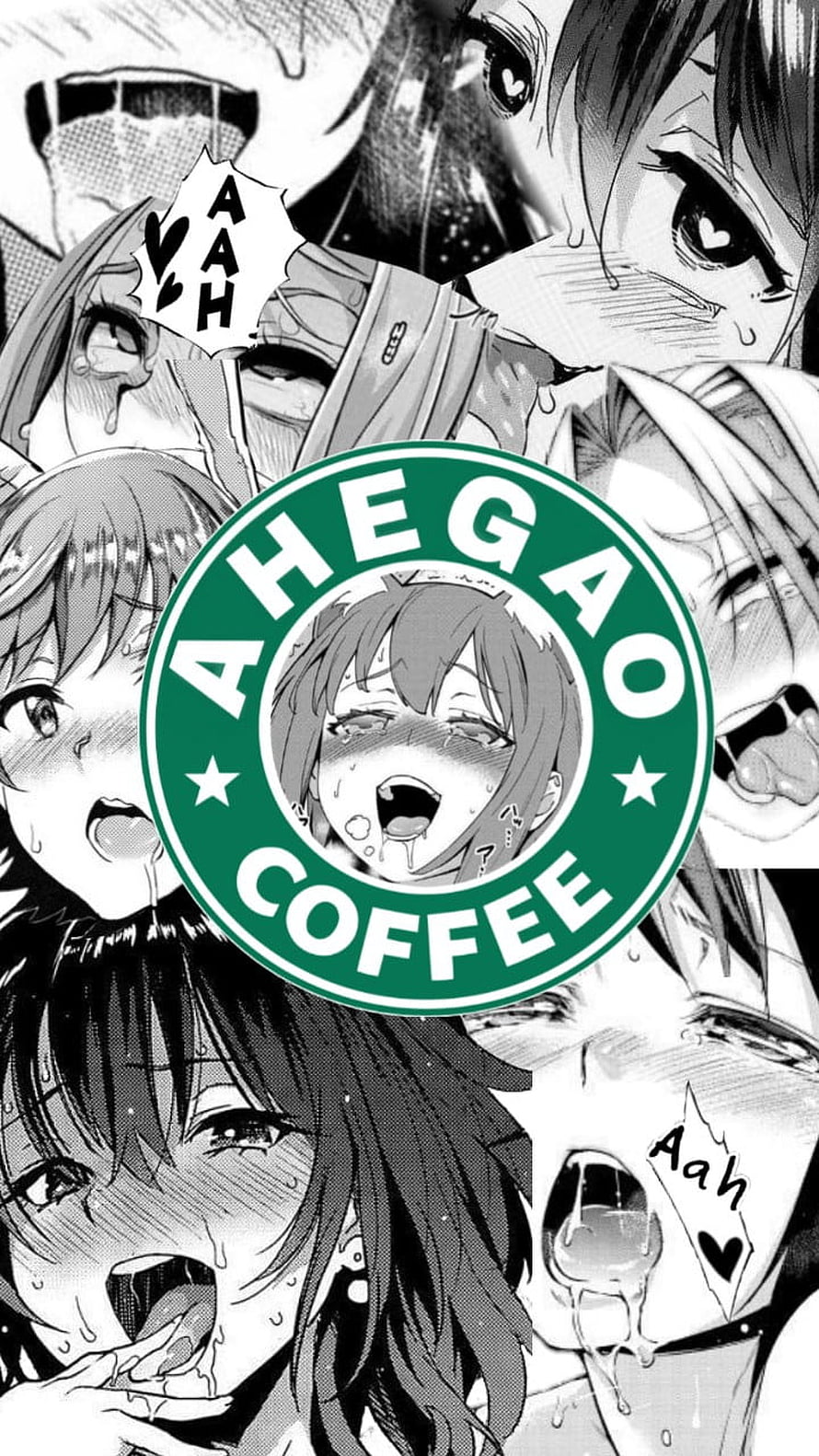 Ahegao Coffee Parody Logo with Anime Manga Faces, Ahegao Coffee HD phone wallpaper