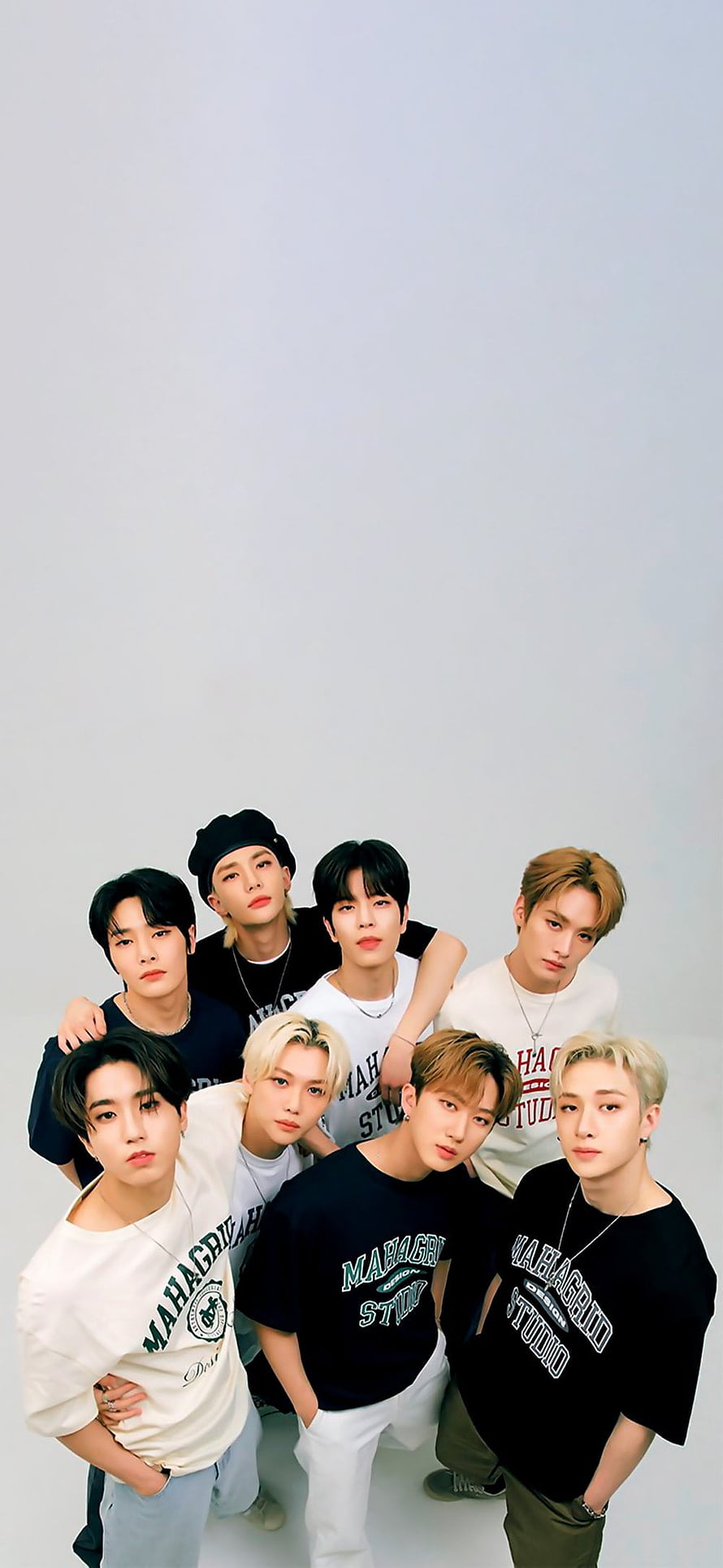 Stray Kids Group Portrait in Casual Streetwear Studio Shoot HD phone wallpaper