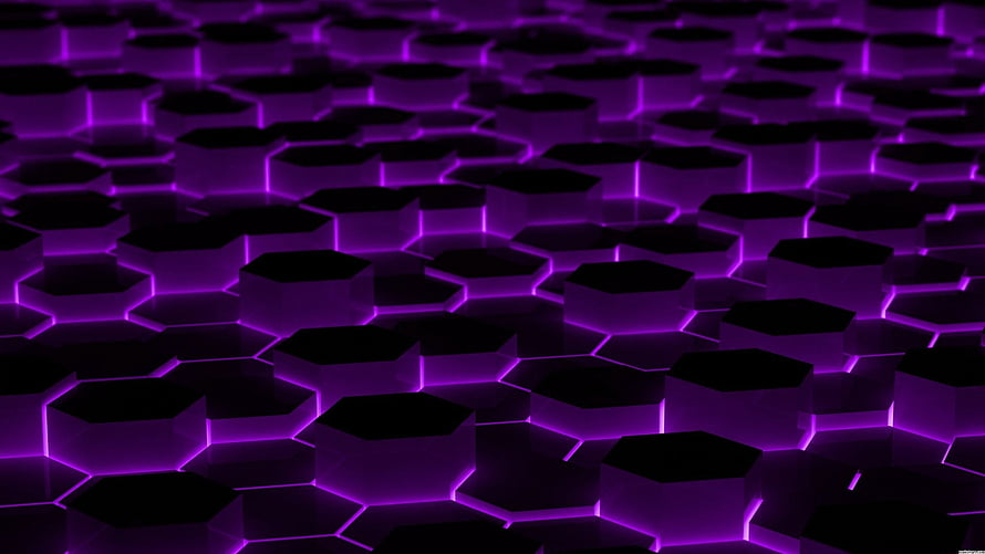 Glowing Purple Hexagonal Grid Abstract 3D Background HD wallpaper