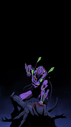 Neon Genesis Evangelion Unit-01 Purple and Green Mecha Artwork HD phone wallpaper