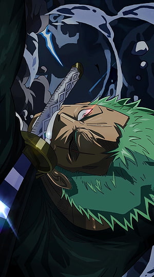 Zoro Roronoa Wielding Three Swords In Dark Anime Style HD phone wallpaper