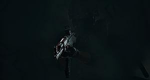 First Person View of Tactical Rifle in Dark Combat Scene HD wallpaper
