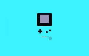 Minimalist Game Boy Icon on Cyan Background HD wallpaper