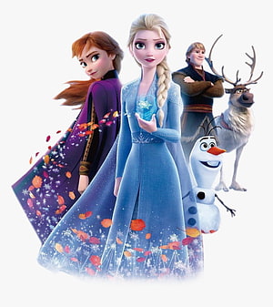 Frozen 2 Elsa Anna Kristoff Olaf and Sven Group Character Artwork HD phone wallpaper