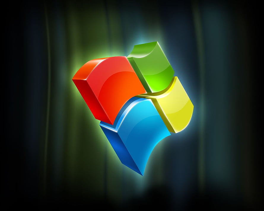 Glowing Windows 7 Logo on Dark Background HD wallpaper