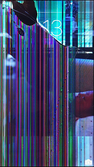 Broken Smartphone Screen With Vertical Color Glitch Lines And Cracked Glass Display HD phone wallpaper