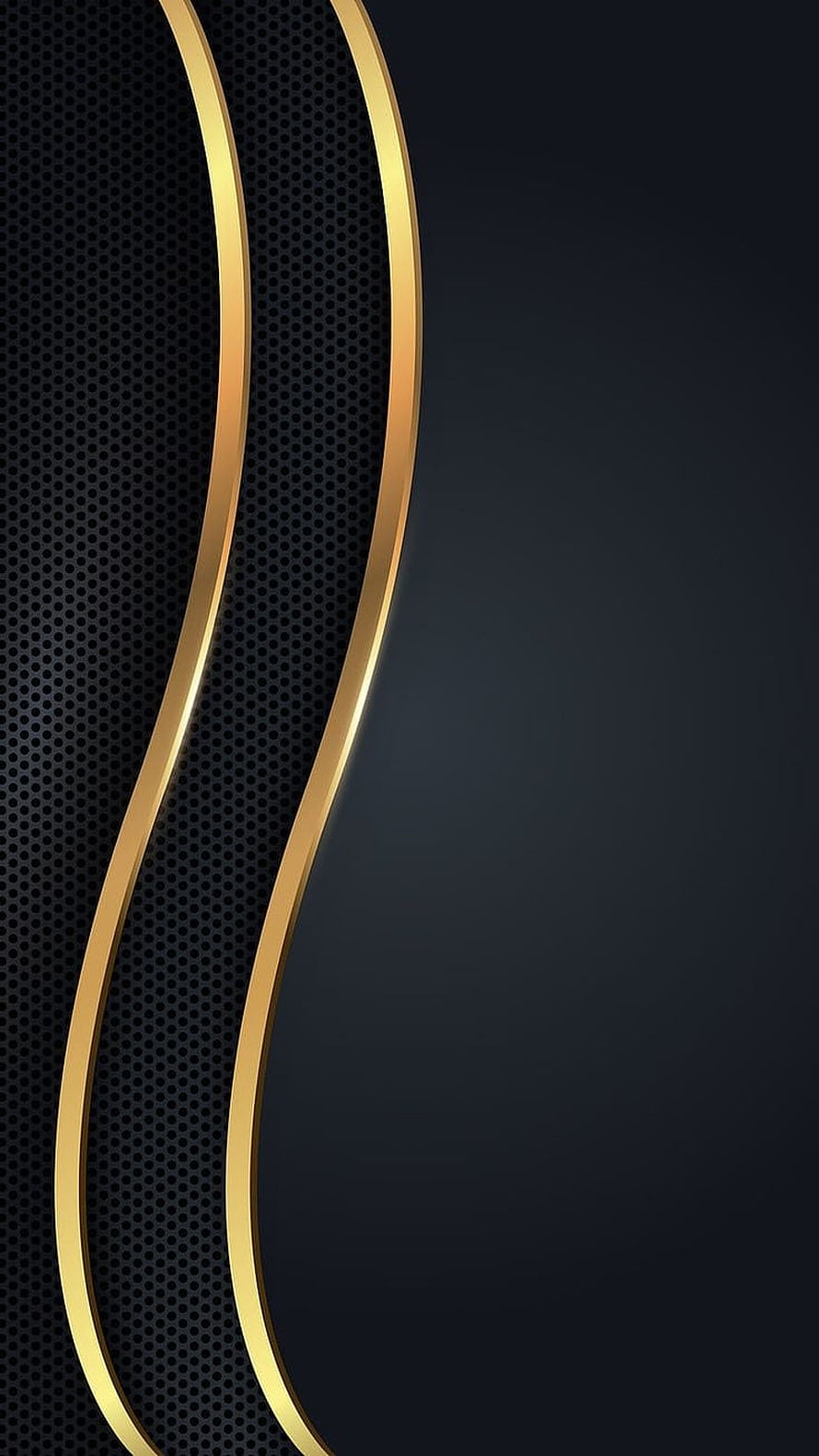 Elegant Black and Gold Abstract Wallpaper with Wavy Lines and Perforated Texture HD phone wallpaper
