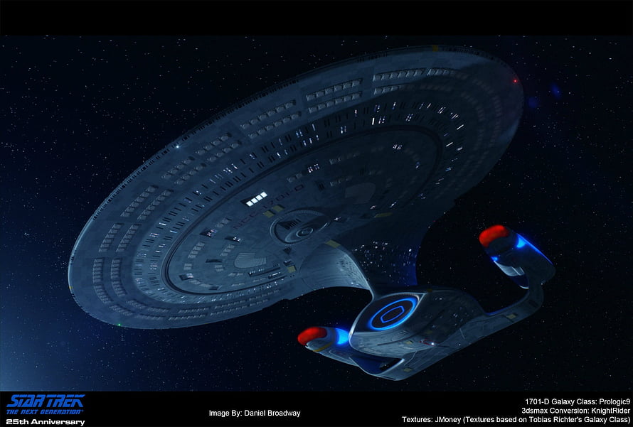 Star Trek The Next Generation USS Enterprise 1701-D Galaxy Class Starship in Deep Space HD wallpaper