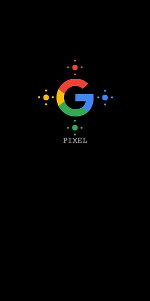 Google Pixel Minimalist Logo with Colorful Dot Accents on Black Background HD phone wallpaper