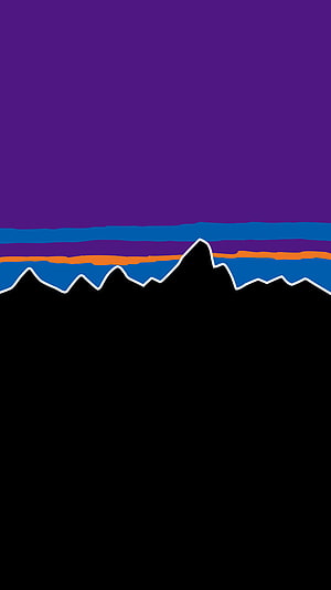 Patagonia Mountain Range Logo with Purple Sky and Striped Horizon HD phone wallpaper