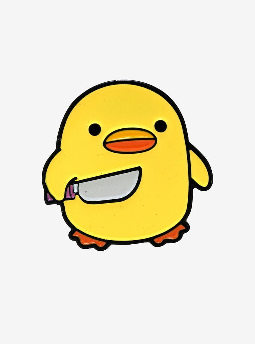 Cute Yellow Duckling Holding Knife Enamel Pin HD phone wallpaper