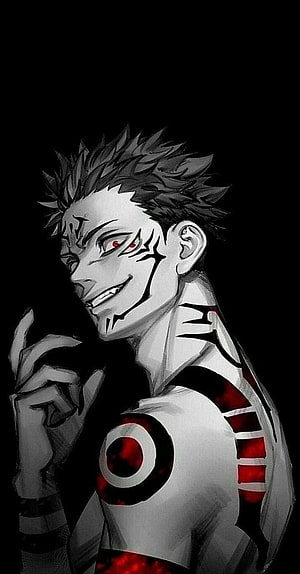 Sukuna Ryomen from Jujutsu Kaisen anime character with red eyes and cursed markings HD phone wallpaper