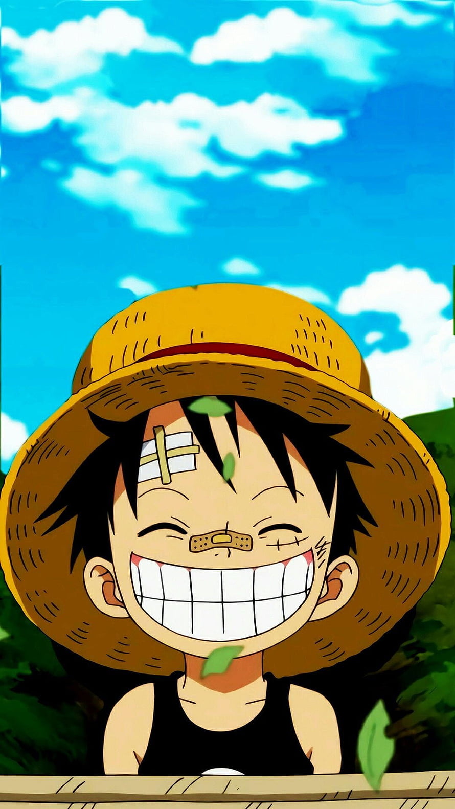 Luffy from One Piece Smiling Under Blue Sky With Straw Hat HD phone wallpaper